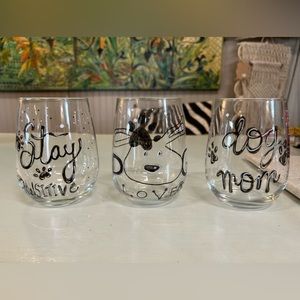 Hand painted wine glasses.. bundle of 3